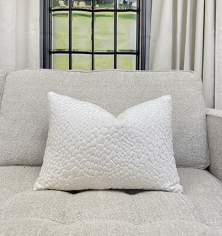 Snow White Croc Velvet Throw Pillow