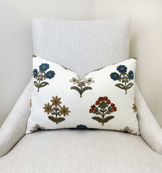 Sienna Embroidered Block Print Throw Pillow