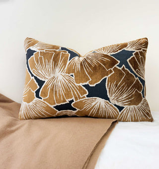 Cinnamon Petals Velvet Throw Pillow