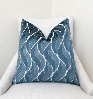 Slate Botanical Velvet Throw Pillow