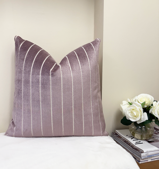 Mauve Stripe Velvet Throw Pillow