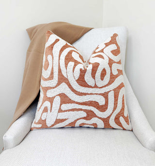 Terracotta Current Velvet Throw Pillow