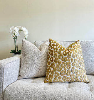 Gold Leopard Velvet Throw Pillow