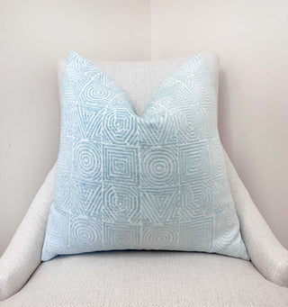Mist Aztec Velvet Throw Pillow