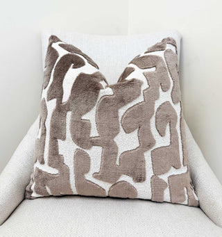 Mushroom Glyph Velvet Throw Pillow