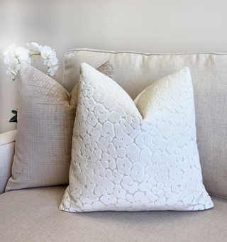 Off White Leopard Velvet Throw Pillow