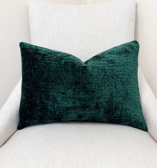 Pine Green Chenille Throw Pillow