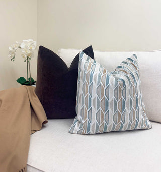 Coastal Geometric Velvet Throw Pillow
