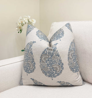 Steel Blue Paisley Throw Pillow