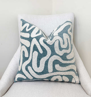 Dusty Blue Current Velvet Throw Pillow