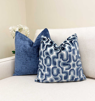 Azure Blue Chenille Throw Pillow