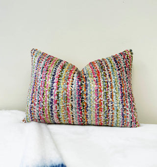 Monet Stripe Velvet Throw Pillow