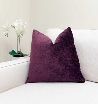Dark Plum Solid Chenille Throw Pillow