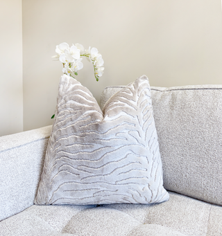 Pearl Zebra Velvet Throw Pillow