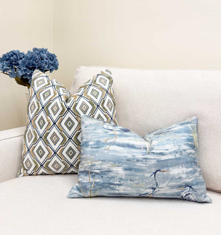 Blue Heron Embroidered Throw Pillow