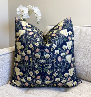 Navy Wildflower Throw Pillow