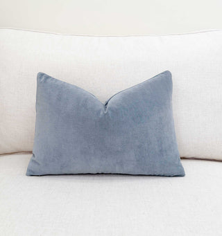 Steel Blue Velvet Throw Pillow