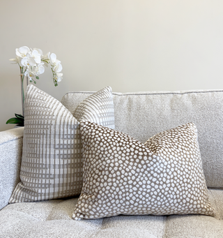 Tan and Cream Pebble Velvet Throw Pillow