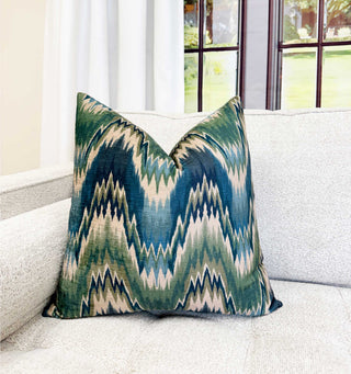 Tidal Ikat Velvet Throw Pillow