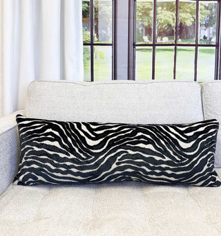 Black Zebra Velvet Throw Pillow