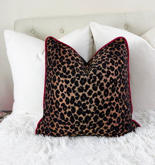 Leopard Noir Welted Throw Pillow