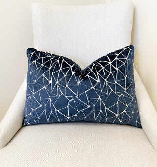 Indigo Blue Peak Velvet Throw Pillow