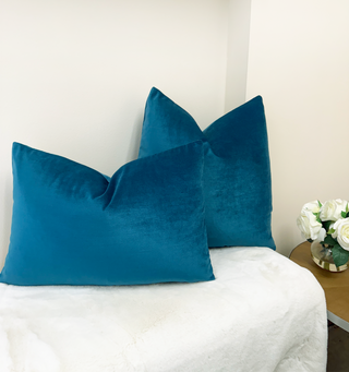 Turquoise Solid Velvet Pillow