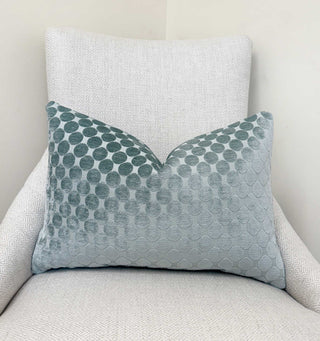 Aqua Mist Dot Velvet Throw Pillow