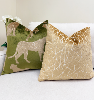 Forest Green Cheetah Velvet Throw Pillow