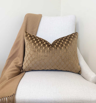 Toffee Dot Velvet Throw Pillow