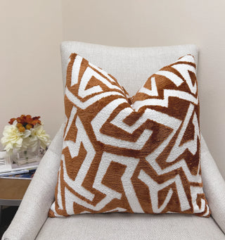 Rust Graphic Velvet Throw Pillow