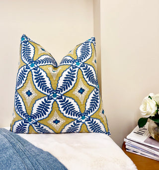 Trellis Bloom Embroidered Throw Pillow