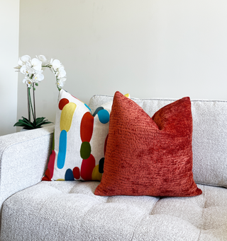 Burnt Orange Chenille Throw Pillow