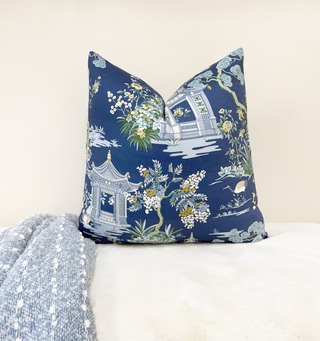 Electric Blue Pagoda Throw Pillow
