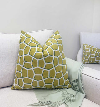 Chartreuse Trellis Embroidered Throw Pillow