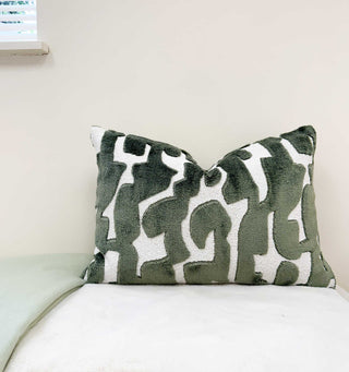 Forest Glyph Velvet Throw Pillow