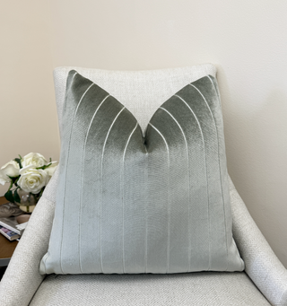 Sage Stripe Velvet Throw Pillow