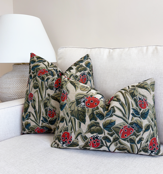 Ladybug Garden Throw Pillow