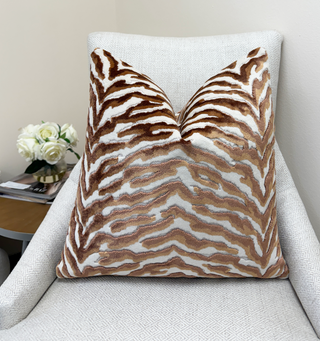 Caramel Zebra Velvet Throw Pillow