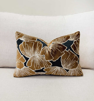 Cinnamon Petals Velvet Throw Pillow