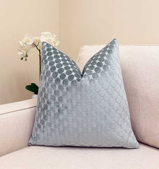 Aqua Mist Dot Velvet Throw Pillow