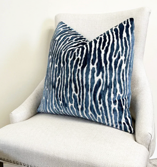 Mariner Blue Velvet Throw Pillow