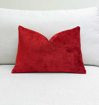 Scarlet Red Solid Chenille Throw Pillow