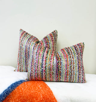 Monet Stripe Velvet Throw Pillow