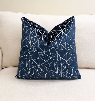 Indigo Blue Peak Velvet Throw Pillow