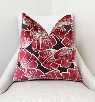Cherry Petals Velvet Throw Pillow