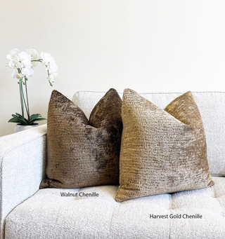 Harvest Gold Chenille Throw Pillow