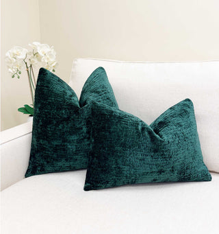 Pine Green Chenille Throw Pillow