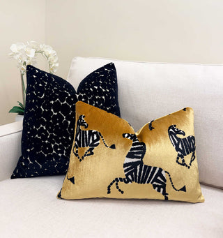 Honey Gold Zebra Velvet Throw Pillow