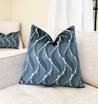 Slate Botanical Velvet Throw Pillow